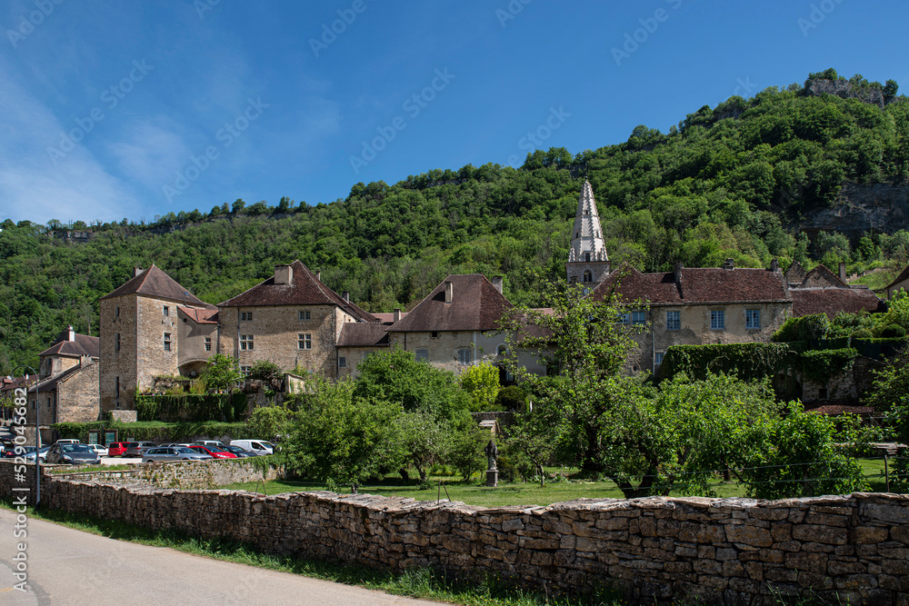 Architecture of the village of Baume les Messieurs in the Jura in France