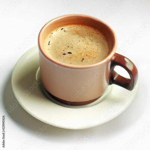 Cup of brewed coffee americano on white background