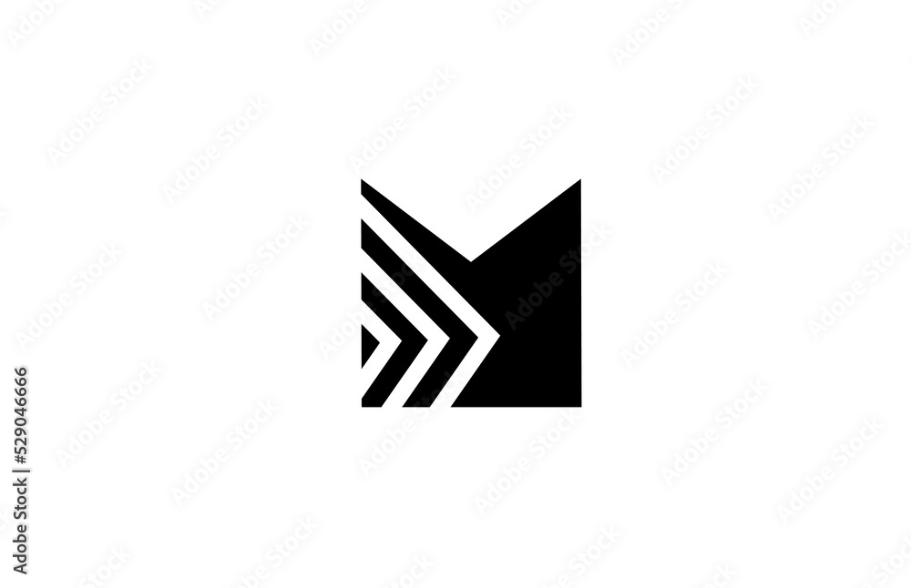 black white geometric M alphabet letter logo icon design. Creative template for company and business black white geometric M alphabet letter logo icon design. Creative template for company and business