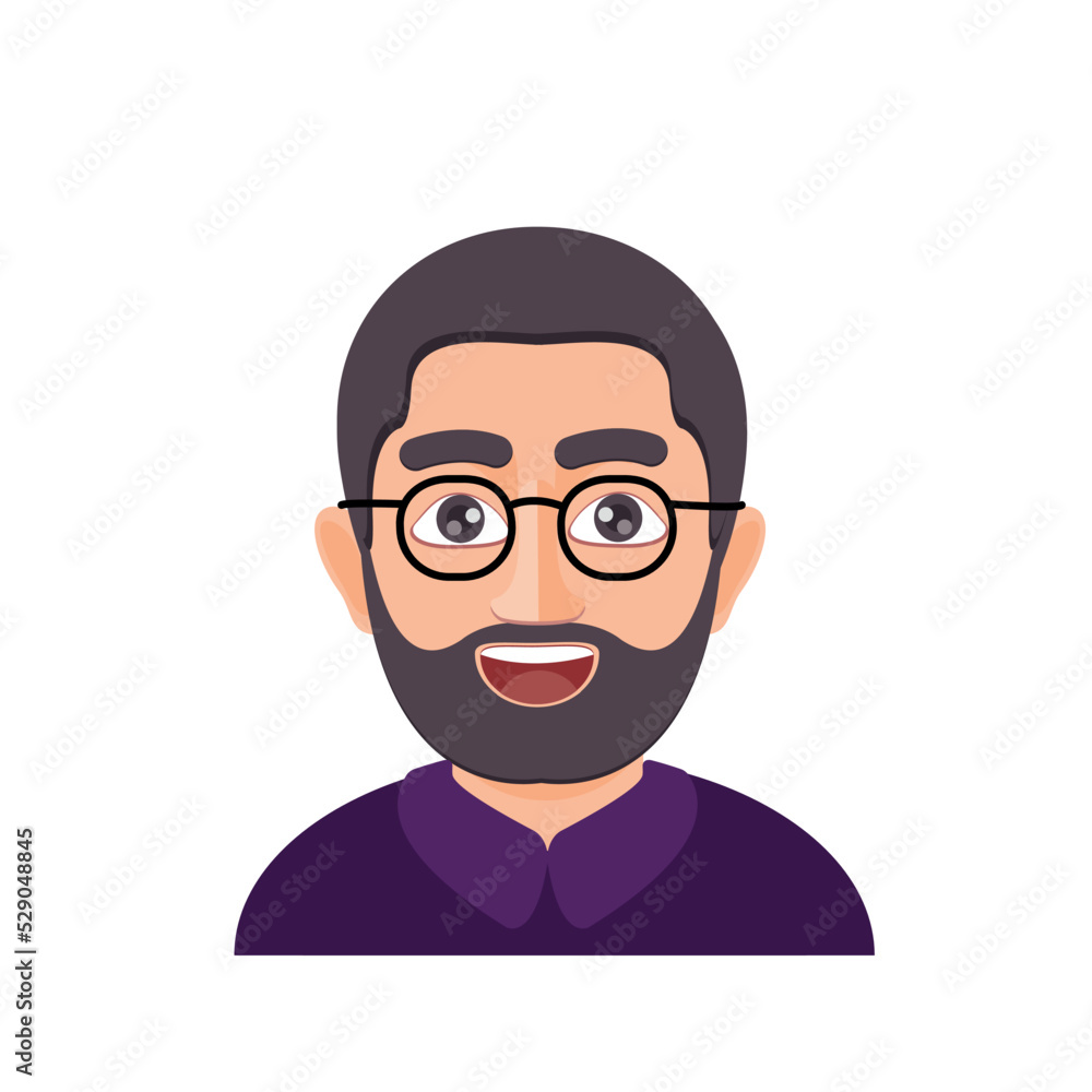 Emoji for men. Emoji-style face. vector illustration. Talking person of self-expression, an avatar for a video blog. Memoji stickers.
