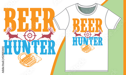 Tableau sur toile Beer Hunter, Animal Sport, Vector Hunter With Gun, Beer Lover, Beer Shirt, Hunte