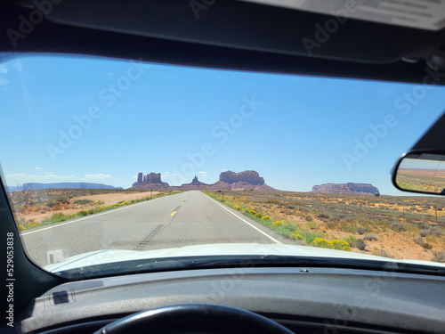 On the way to the Monument valley on an American road trip through Utah and Ariziona