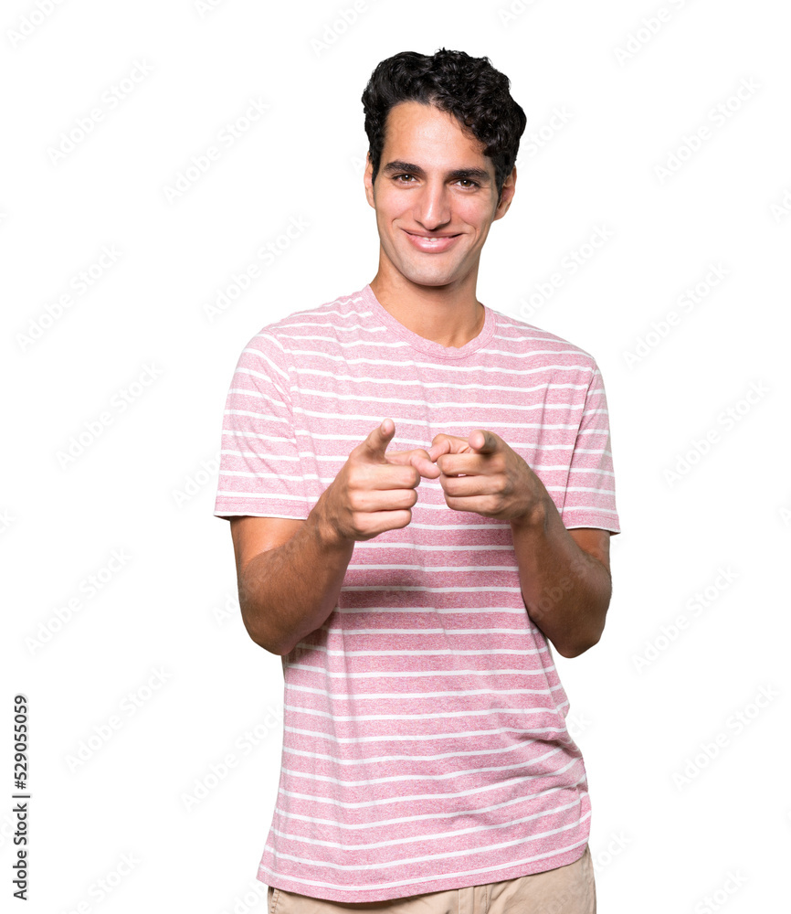 Happy young man pointing at you with his finger Happy young man pointing at you with his finger
