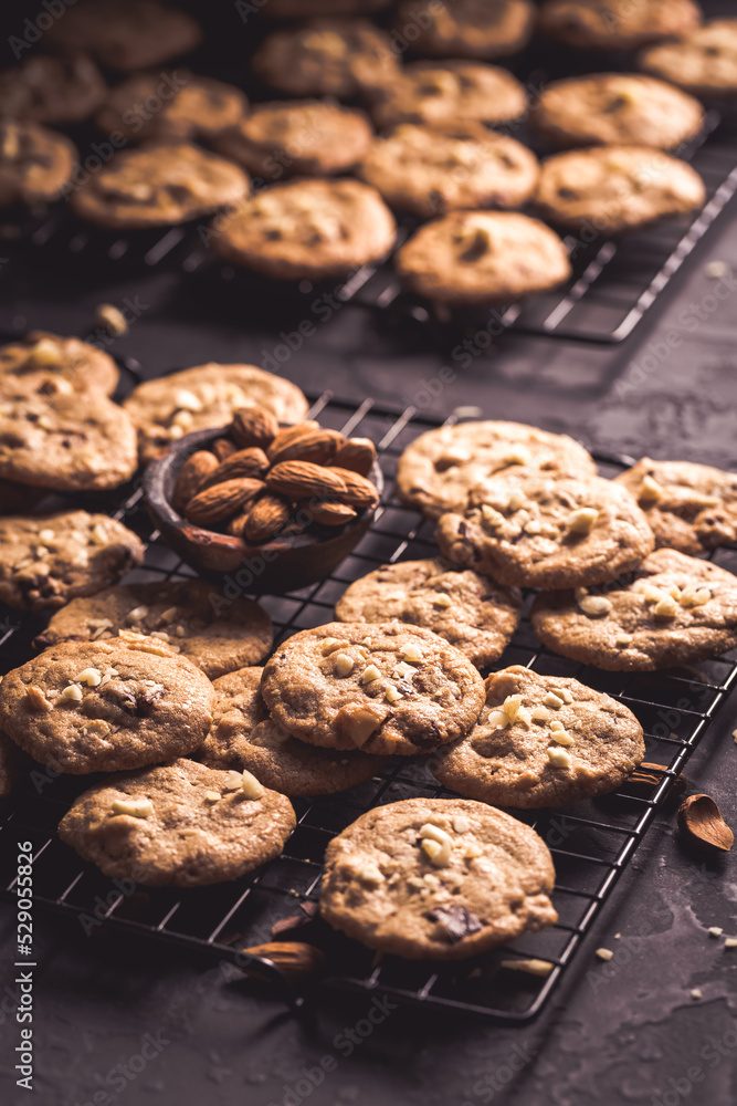 Homemade almond cookies with chocolate chips Homemade almond cookies with chocolate chips
