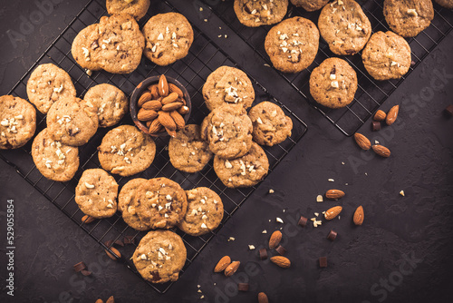 Homemade almond cookies with chocolate chips