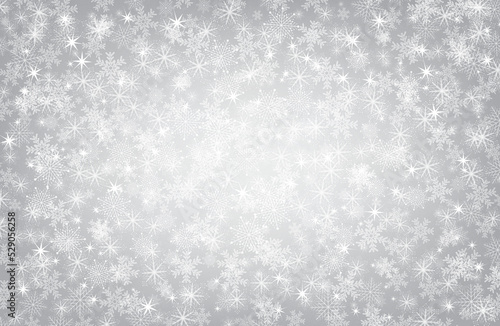 Silver Christmas background with snowflakes