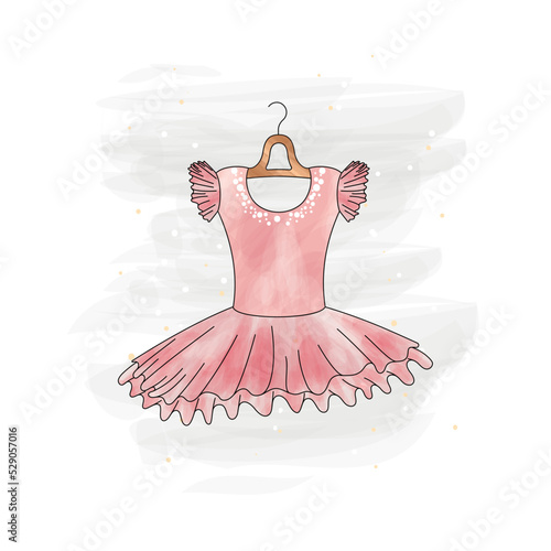 Colored pink ballet tutu uniform watercolor texture Vector