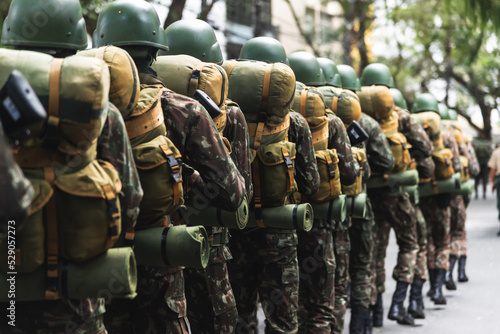 Soldiers of the Brazilian army parading on independence day photo