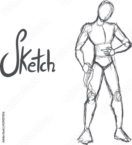 Sketch body man draw