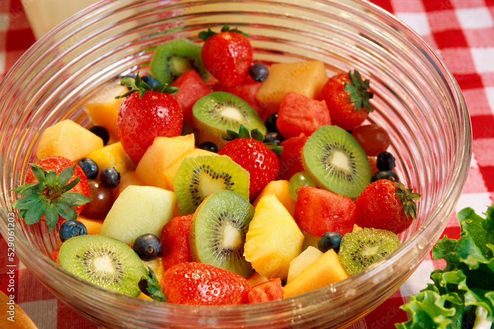 Close-up of fruit salad in a bowl Close-up of fruit salad in a bowl
