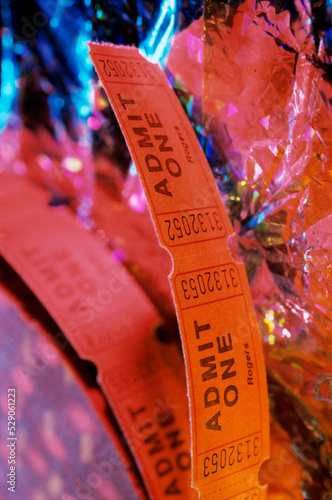 Close-up of opera ticket stubs photo