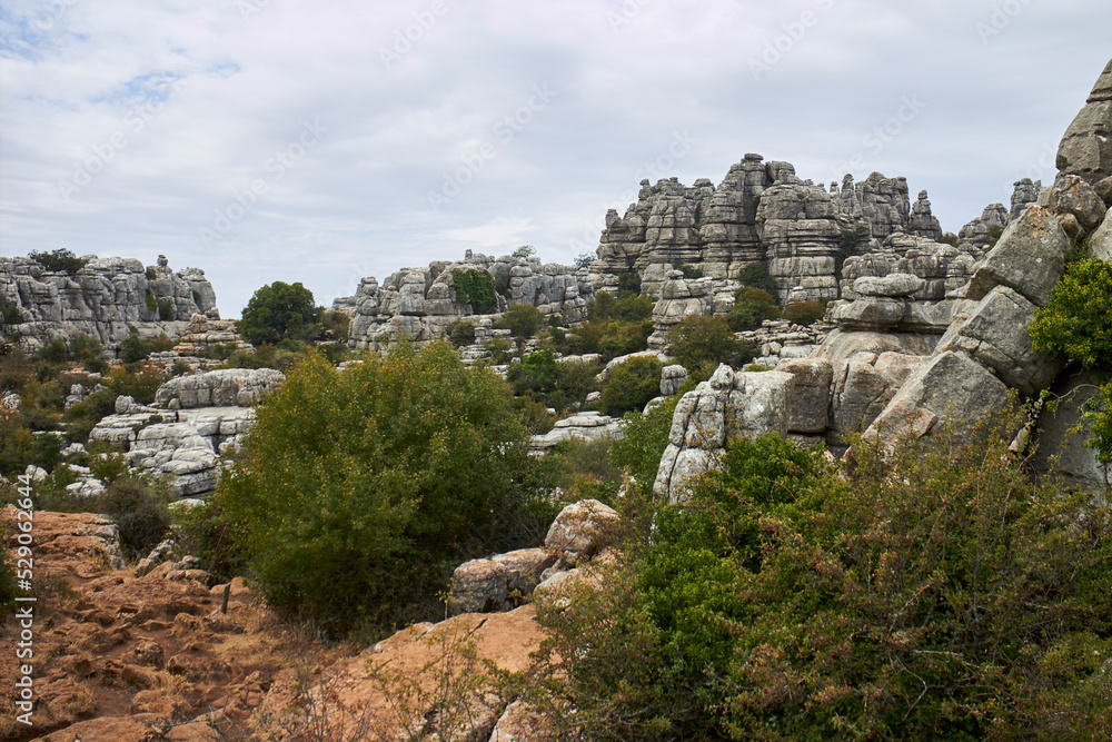 panoramic scene of the torcal de antequera, province of malaga, spain