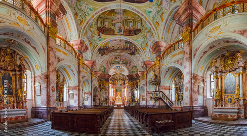 The picturesque Rein Abbey church interior  founded in 1129  the oldest Cistercian abbey in the world  located in Rein near Graz  Steiermark  Austria
