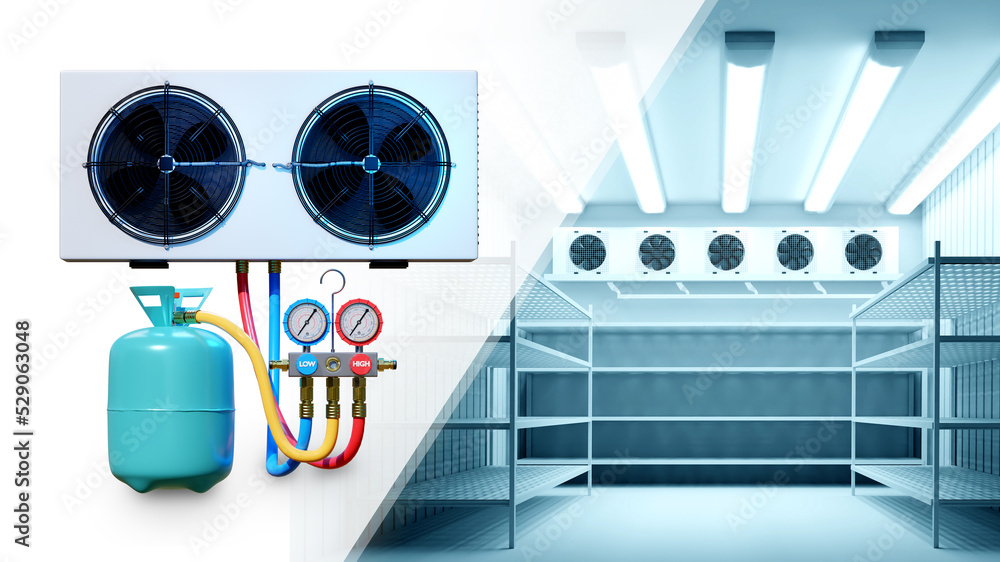 Coolant gas for refrigerators. Industrial refrigerators chambers