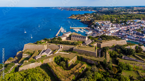 Fotografering Aerial view of the Citadel of Le Palais built by Vauban on Belle-Île-en-Mer, the