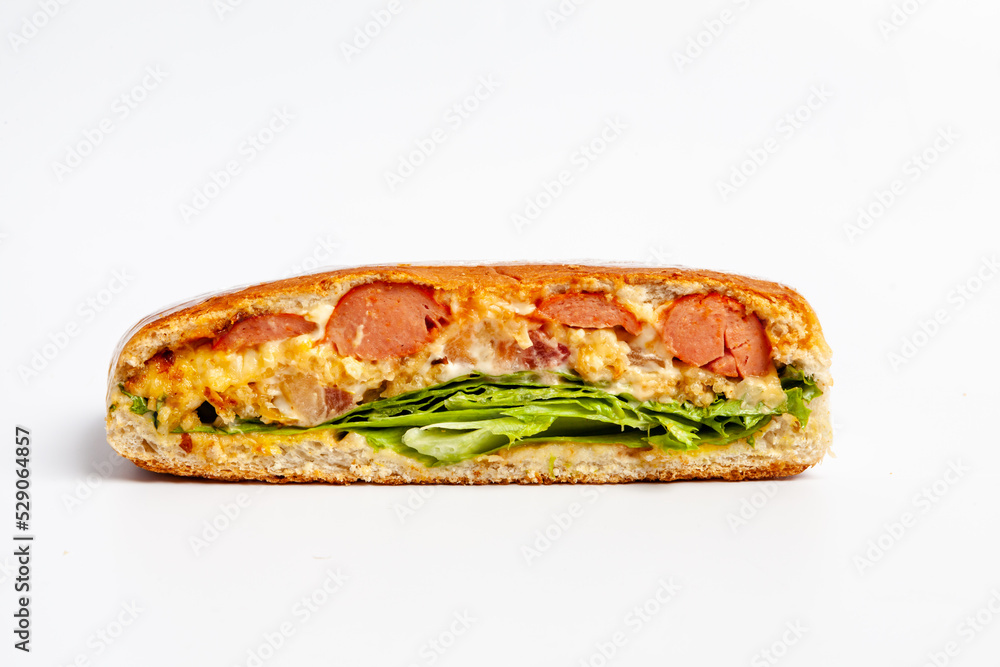 hotdog snack pressed with sausage fast food hotdog snack pressed with sausage fast food