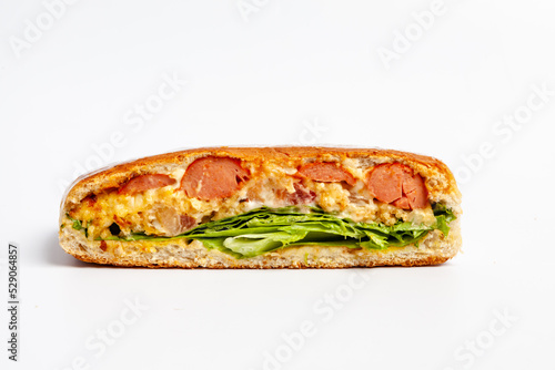 hotdog snack pressed with sausage fast food