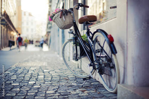atmothfere   street background with bicycle in old city center in Lisboa