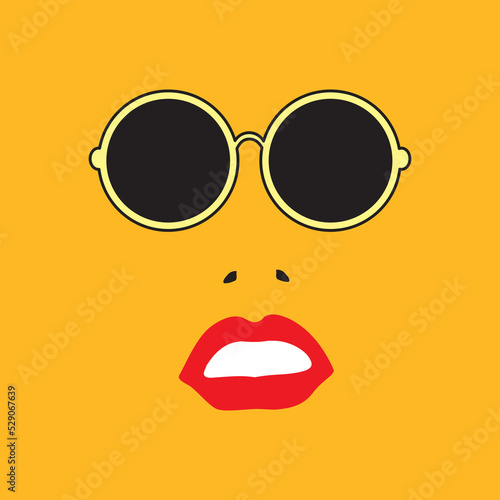 Sunglasses and lips sketch illustration