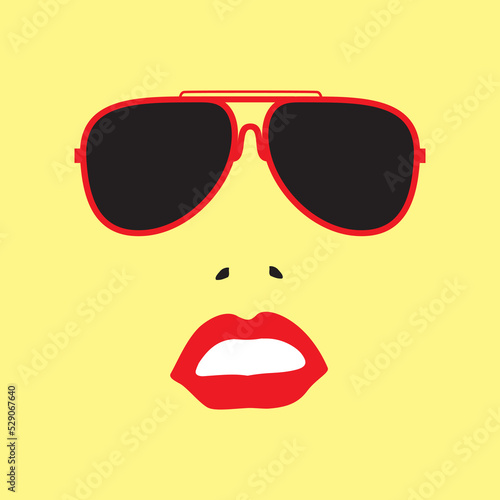 Sunglasses and lips sketch illustration
