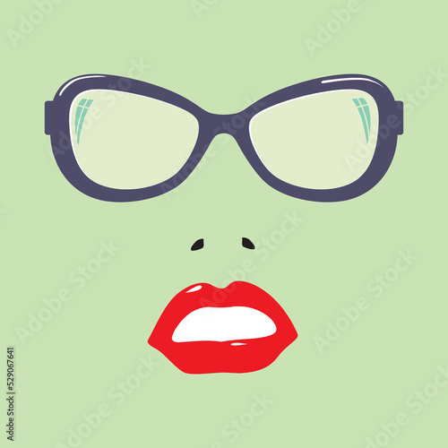 Sunglasses and lips sketch illustration