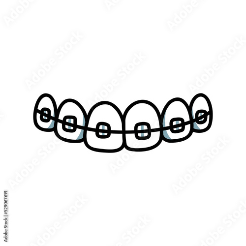 braces doodle icon, vector color line illustration