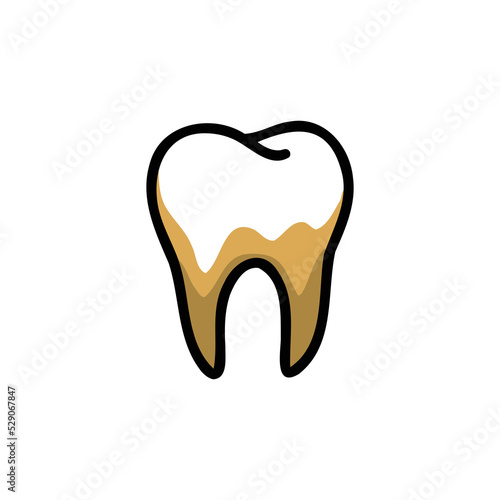 dental plaque doodle icon, vector color line illustration