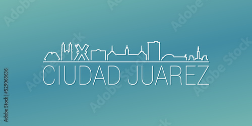 Ciudad Juárez, Chihuahua, Mexico Skyline Linear Design. Flat City Illustration Minimal Clip Art. Background Gradient Travel Vector Icon.