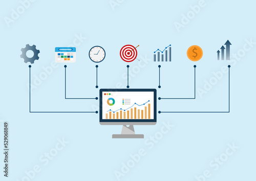 vector illustration infographic long term investment, time investing, success takes time, growth profit, step to investing, process investment, financial investing