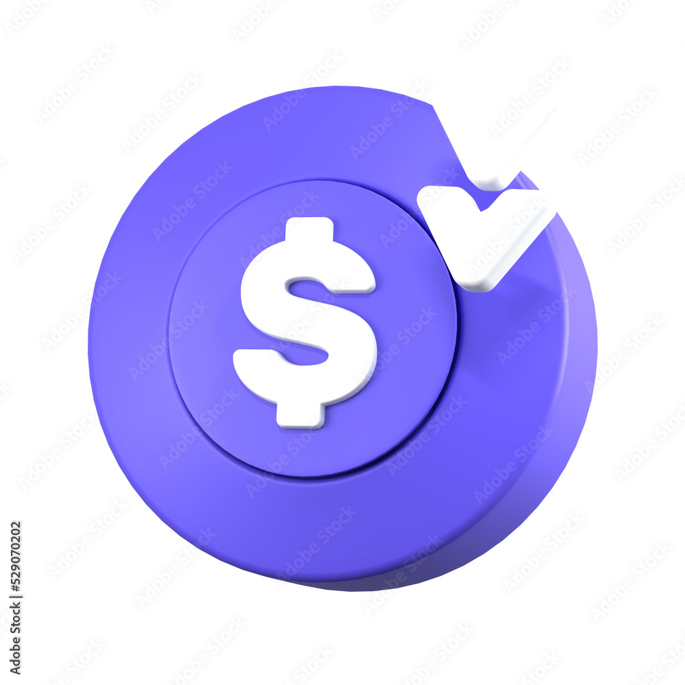 Fototapeta premium 3d render blue coin with down sign minimalist icon