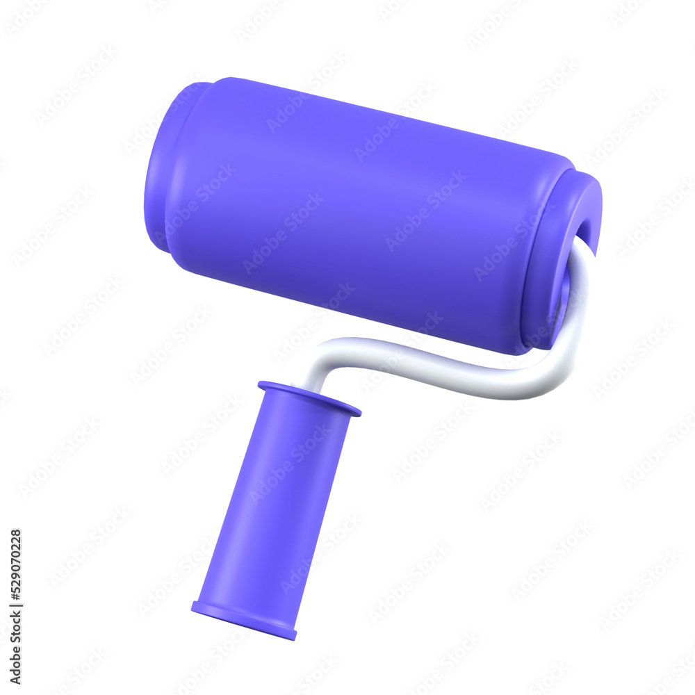 3d render blue paint roller minimalist icon 3d render blue paint roller minimalist icon