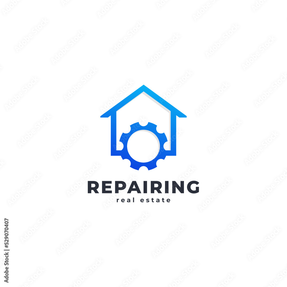 Gear Home Construction Building Technology Logo Design Template Gear Home Construction Building Technology Logo Design Template