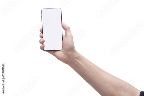 hand with smart phone touch on screen by finger