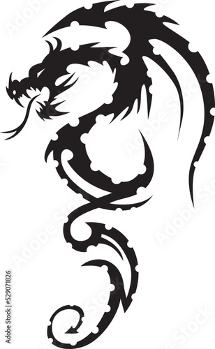 Hand drawn of Tribal Tattoo Dragon , vector illustration