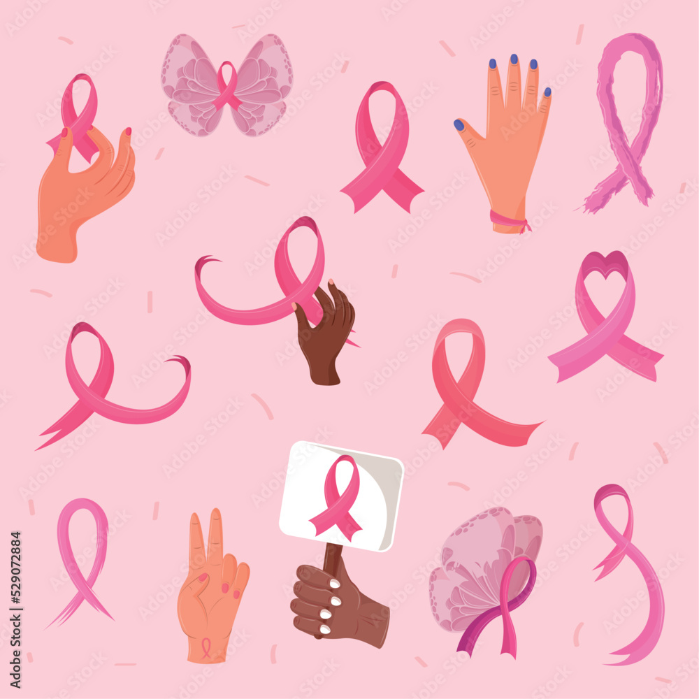 breast cancer, icon collection