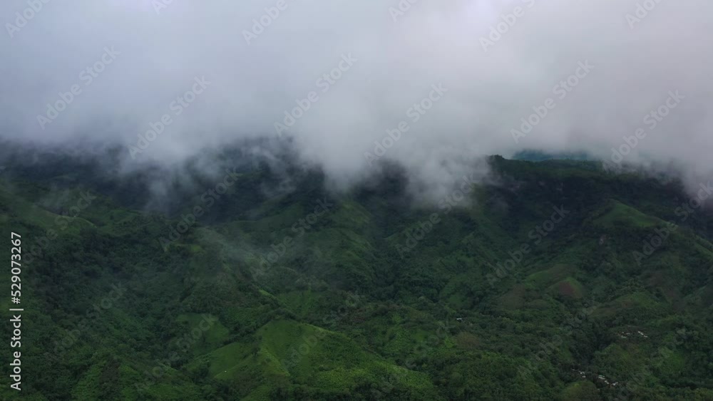 Aerial view of a beautiful mountain landscape with low clouds, Bandarban, Bangladesh. Aerial view of a beautiful mountain landscape with low clouds, Bandarban, Bangladesh.