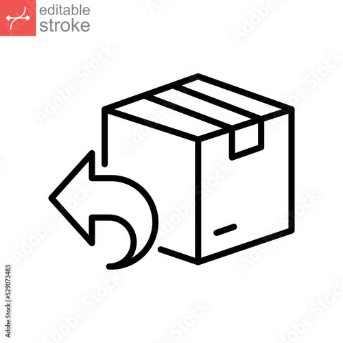 Return of package line icon. Shipping logistics, delivery boxes. Cargo box Delivery parcel sign, Exchange of goods tracking. editable stroke Vector illustration design on white background EPS 10
