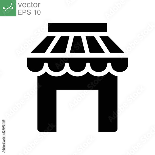 Market solid icon. Coffee shop and store building. building storefront for online market. Small business bookstore. local market place location. Vector illustration. design on white background. EPS 10