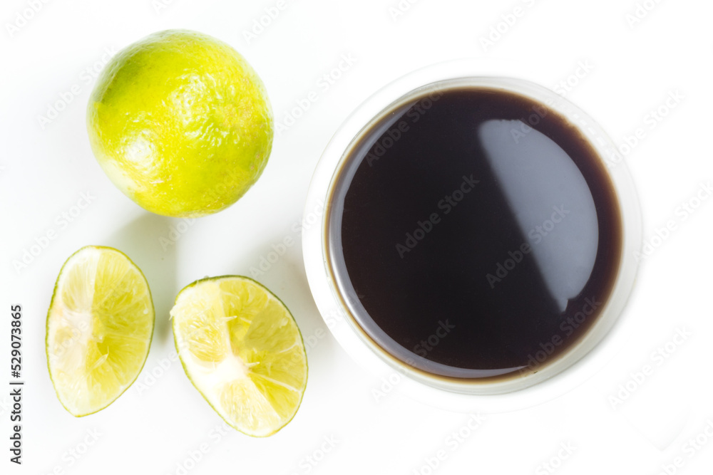 international coffee day, traditional colombian drink, mug of coffee with lemon, top view international coffee day, traditional colombian drink, mug of coffee with lemon, top view