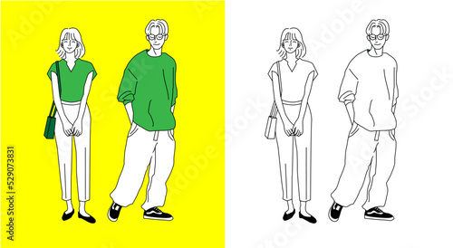 現代的な人物像/20代の若者/女性と男性/ファッション/流行/スタイル