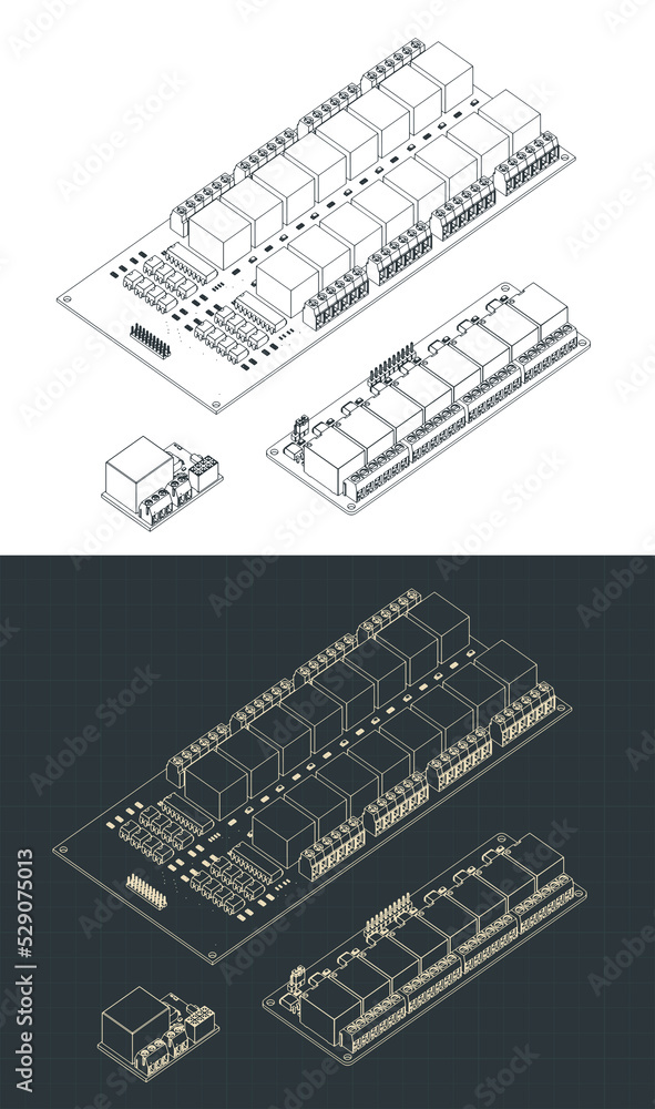 Relays isometric drawings mini set Relays isometric drawings mini set