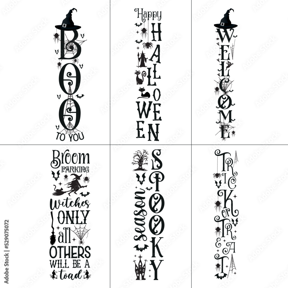 Halloween Porch Sign,Halloween lettering with pumpkin, spiders, web. Vertical halloween sign. Front Porch Sign. For door stops, t-shir, card, flyer Halloween Porch Sign,Halloween lettering with pumpkin, spiders, web. Vertical halloween sign. Front Porch Sign. For door stops, t-shir, card, flyer