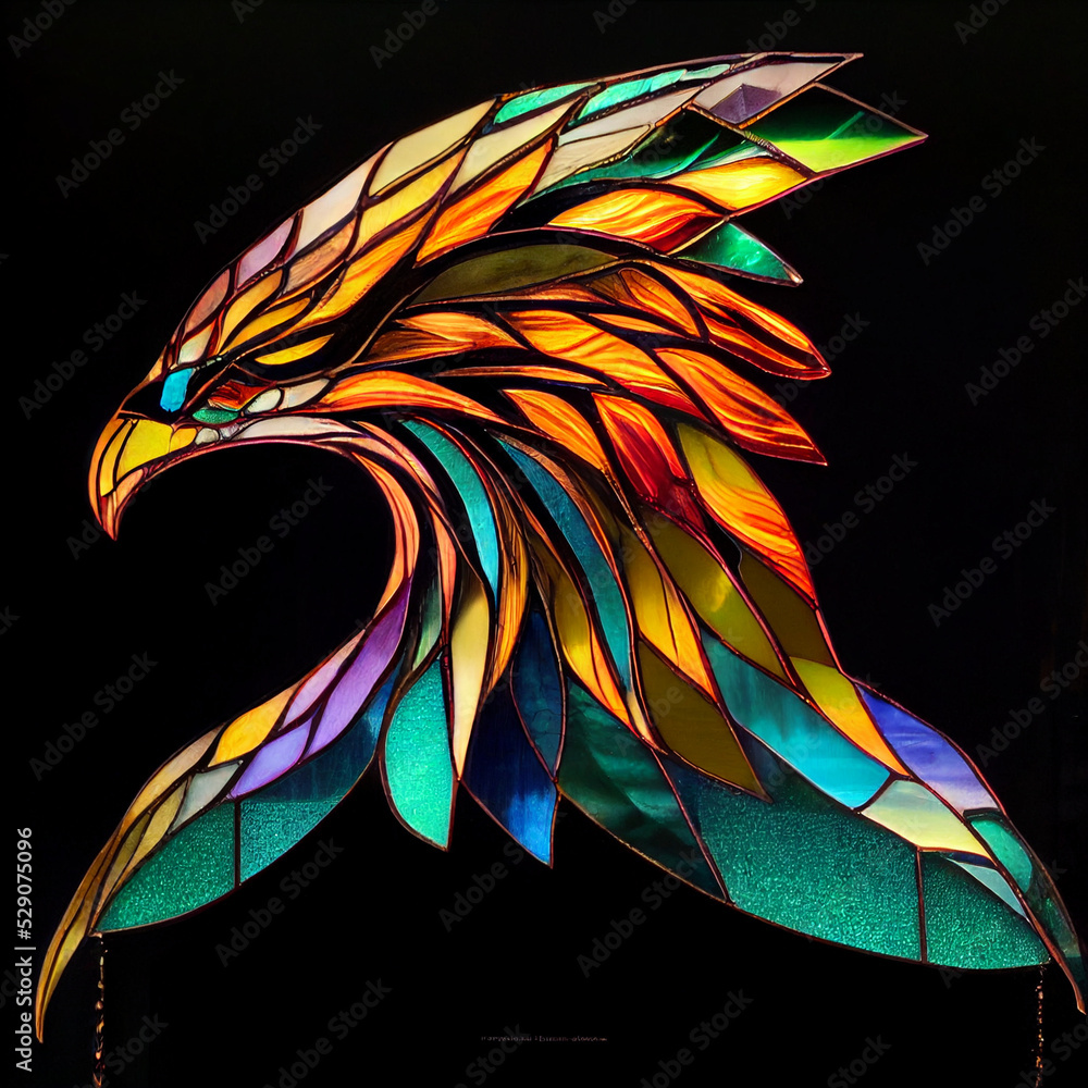 Phoenix Stained Glass Hawk Eagle Falcon Stock Photo | Adobe Stock