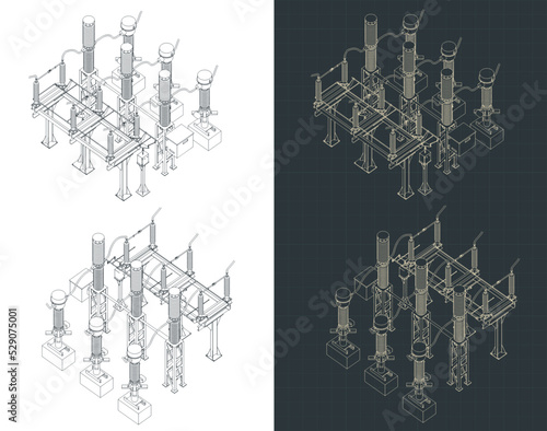 Transformer and divide voltage isometric blueprints