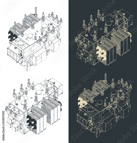 Distribution transformer isometric blueprints