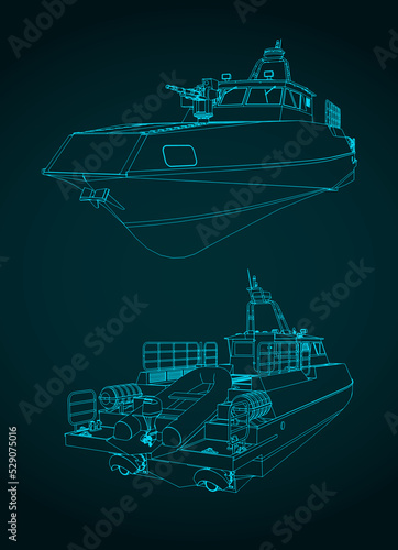 High speed patrol boat drawings