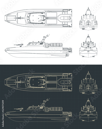 High speed patrol boat blueprints