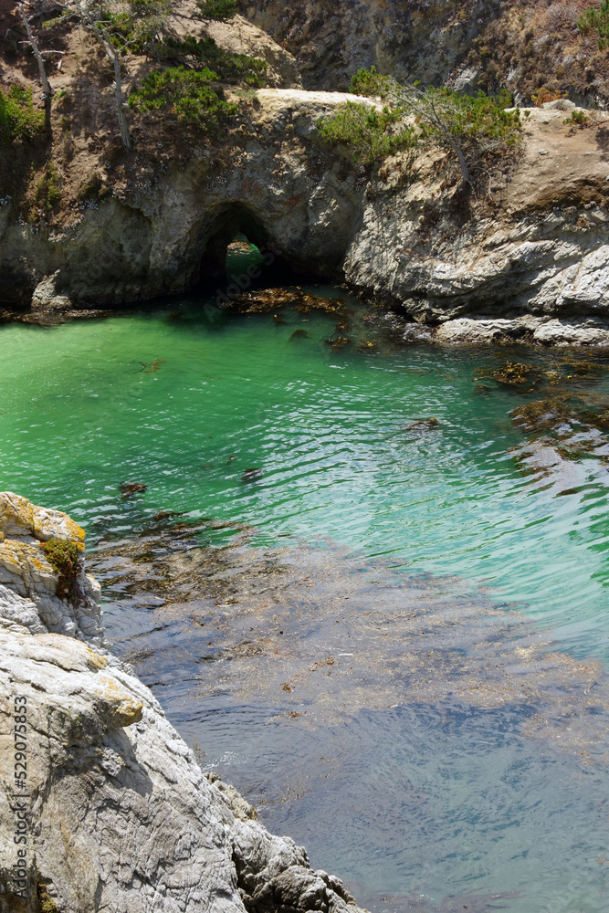 Rocky California pacific ocean coast at Point Lobos in Summer