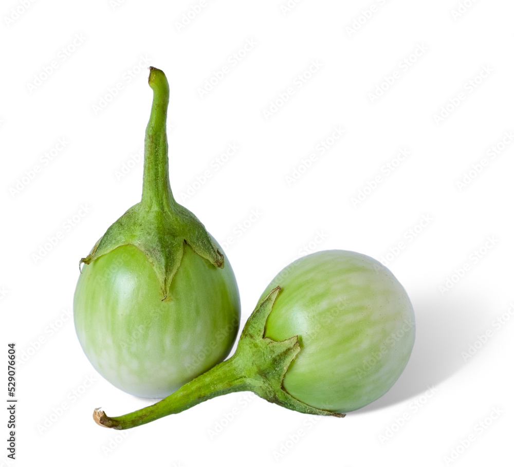 Green eggplant isolated on a white background and Clipping Path. Green eggplant isolated on a white background and Clipping Path.