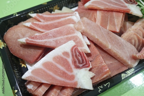 slices of raw tuna